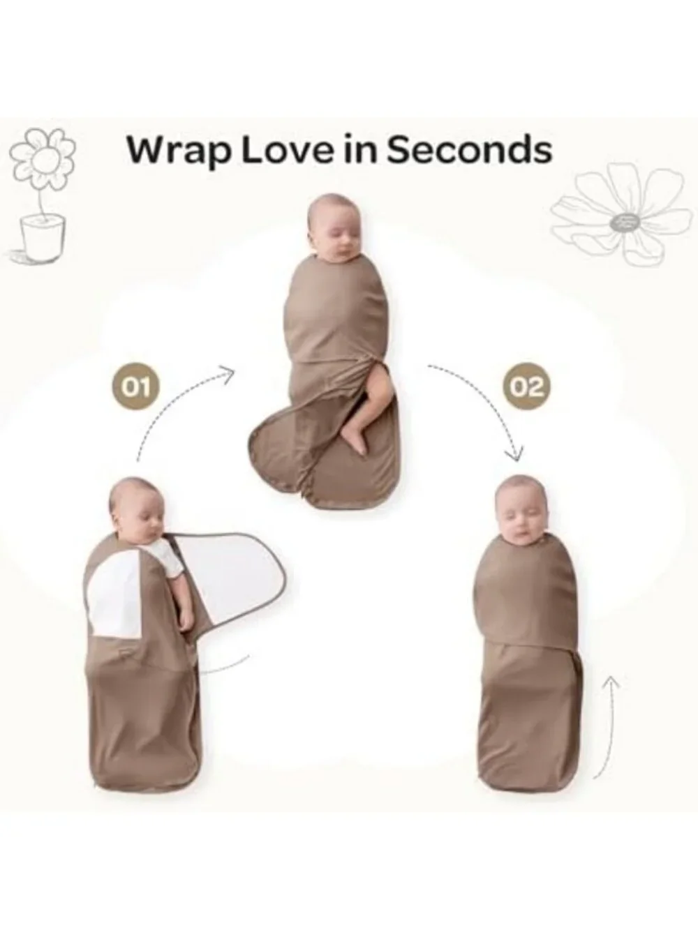 Cozy Newborn Swaddles with Quiet Fastener | Infant 0-3 Months Sleep Wraps